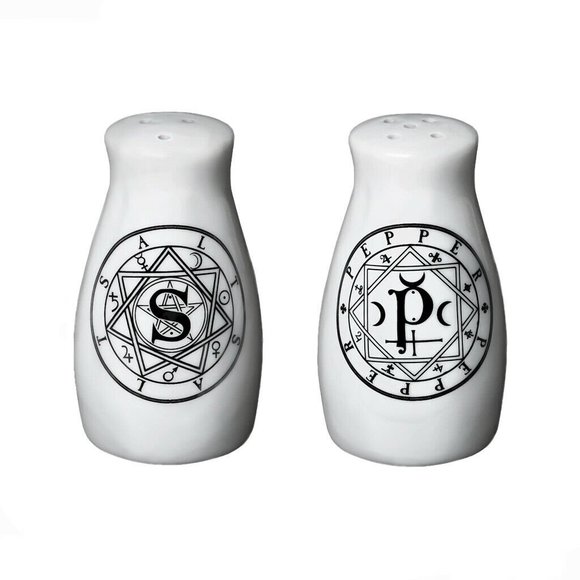 Alchemy Gothic 'S&P' Witchy Pagan Salt & Pepper Shakers New in Box - Picture 1 of 2